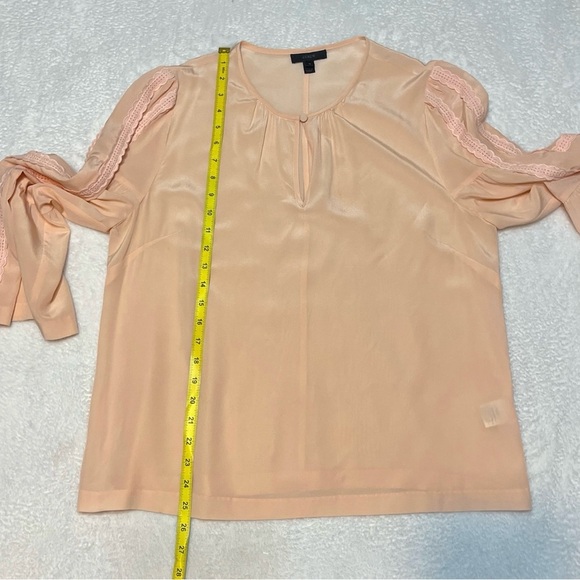 J. Crew 100% Silk Bell Lace Ruffle Sleeve Boho Lightweight Blouse Top Size 12 - Picture 8 of 14